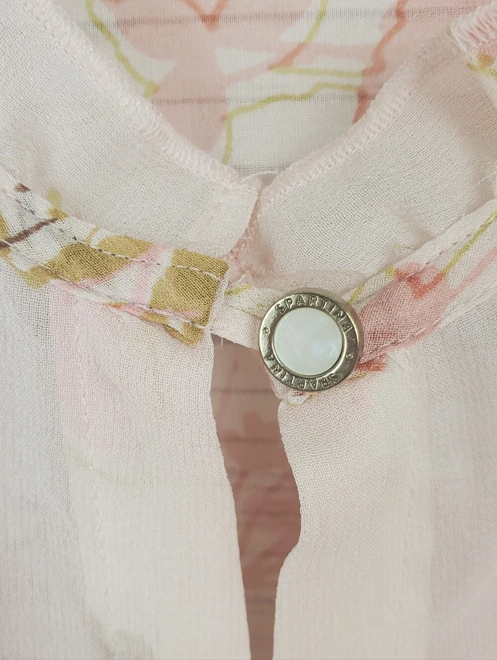 NWT Spartina 449 Womens Large 100% Silk Floral Sleer Button Down Blouse Top - Picture 6 of 11